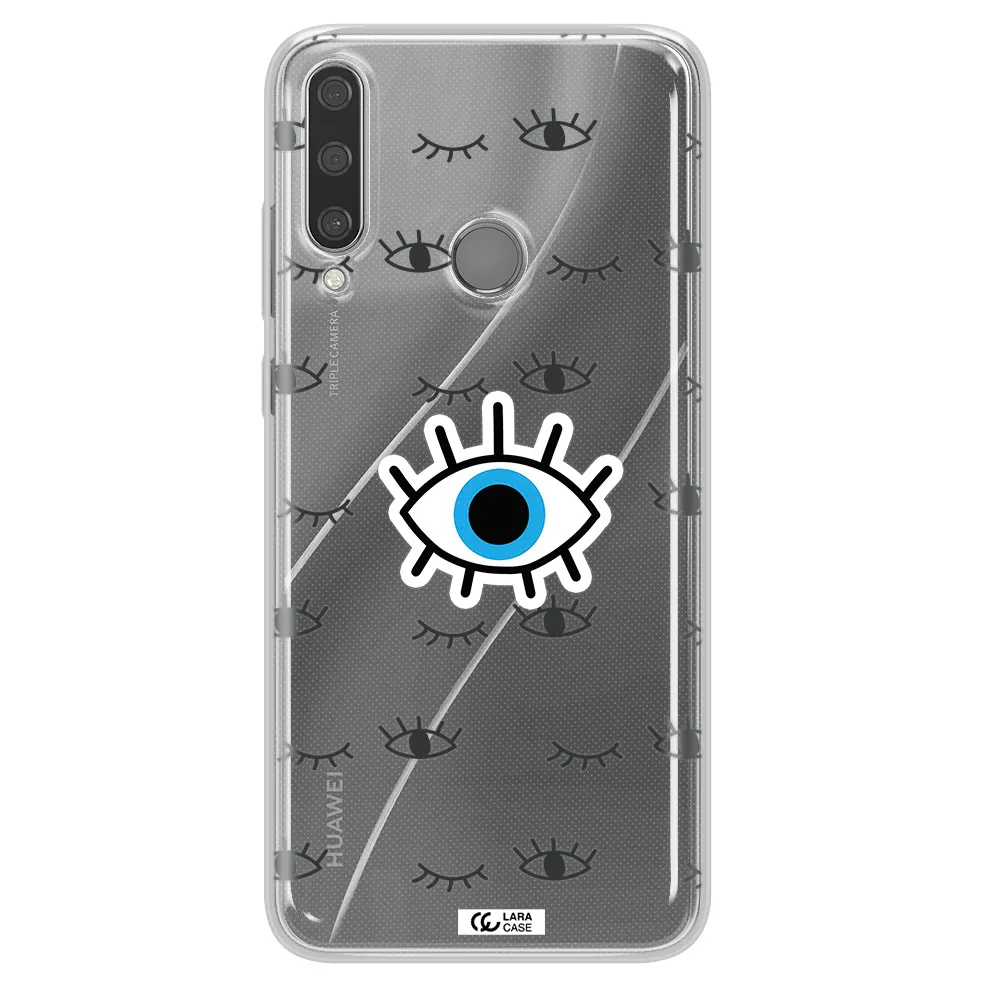 A Blue Eye With Black Eyeballs And Eyelashes Huawei Y6P Clear Tpu Case