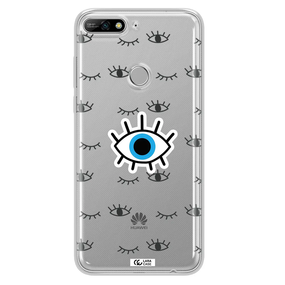 A Blue Eye With Black Eyeballs And Eyelashes Huawei Y7 2018 Clear Tpu Case