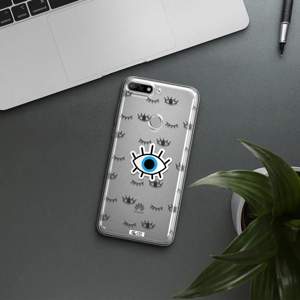 A Blue Eye With Black Eyeballs And Eyelashes Huawei Y7 2018 Clear Tpu Case