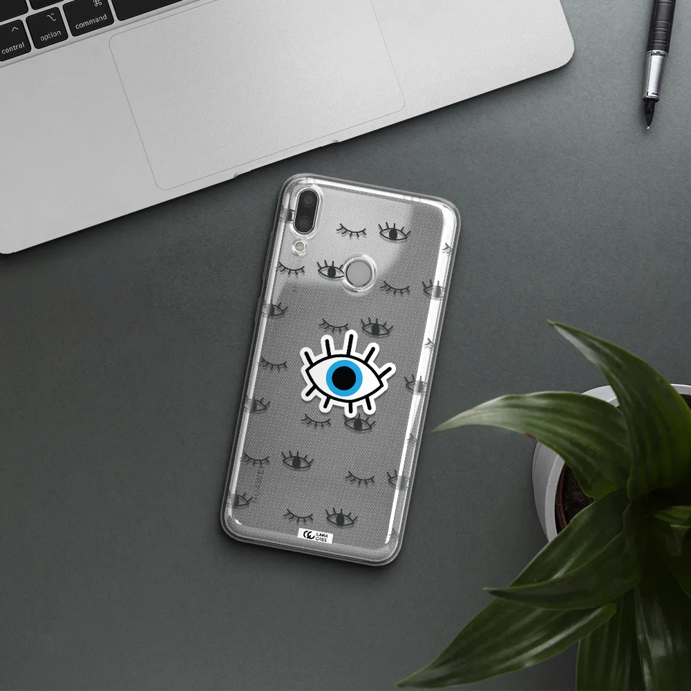 A Blue Eye With Black Eyeballs And Eyelashes Huawei Y7 2019 Clear Tpu Case