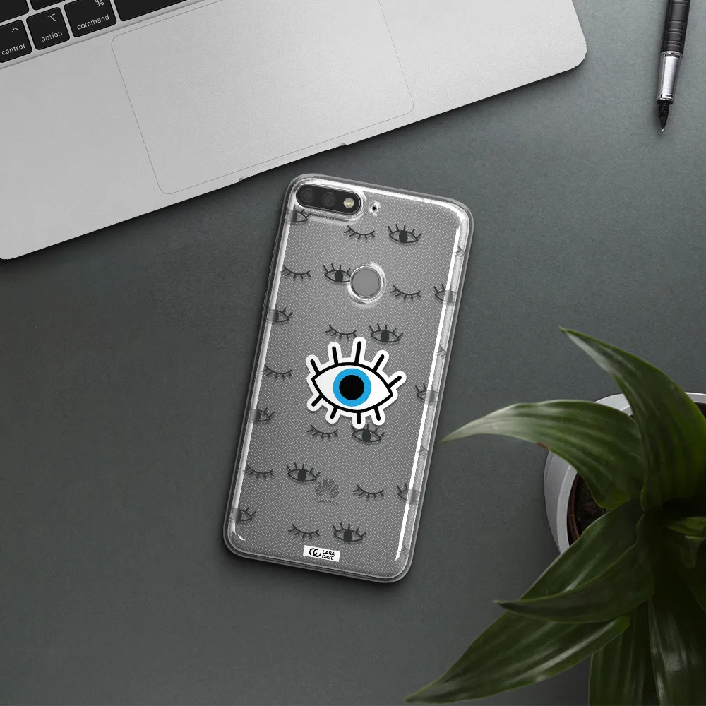 A Blue Eye With Black Eyeballs And Eyelashes Huawei Y7 Prime 2018 Clear Tpu Case