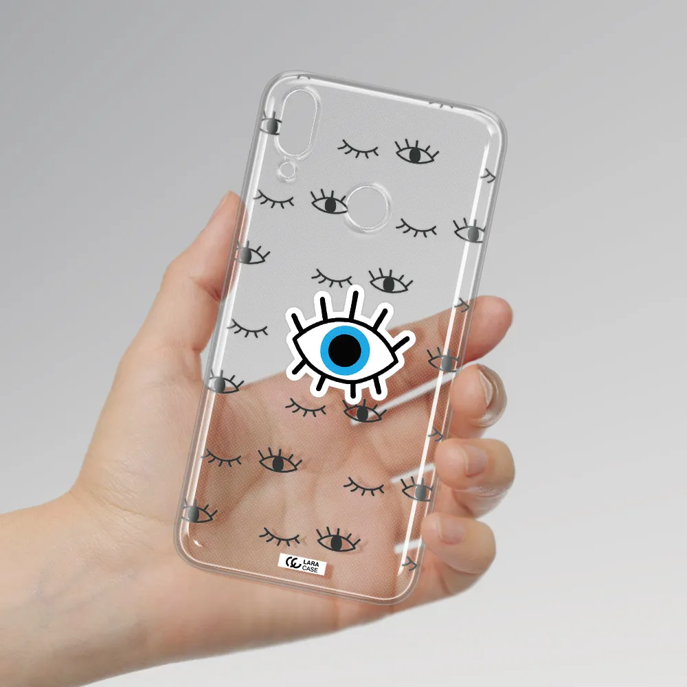 A Blue Eye With Black Eyeballs And Eyelashes Huawei Y9 2019 Clear Tpu Case