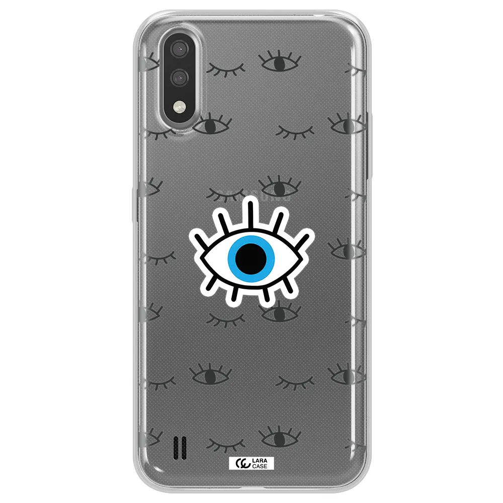 A Blue Eye With Black Eyeballs And Eyelashes Samsung A01 Clear Tpu Case