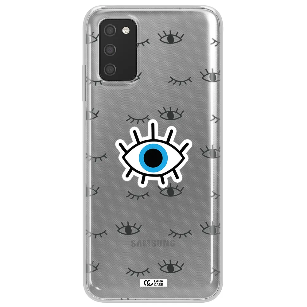 A Blue Eye With Black Eyeballs And Eyelashes Samsung A03S Clear Tpu Case