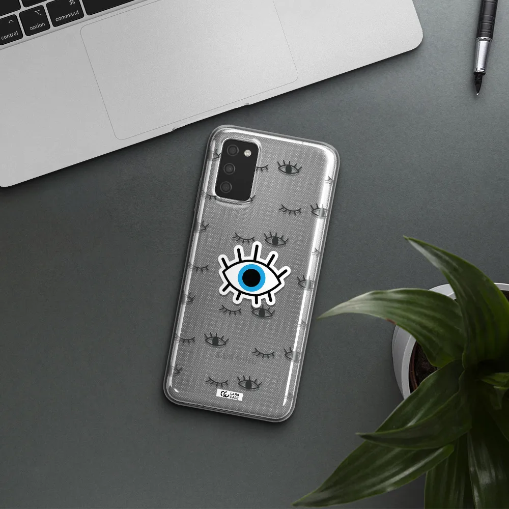 A Blue Eye With Black Eyeballs And Eyelashes Samsung A03S Clear Tpu Case