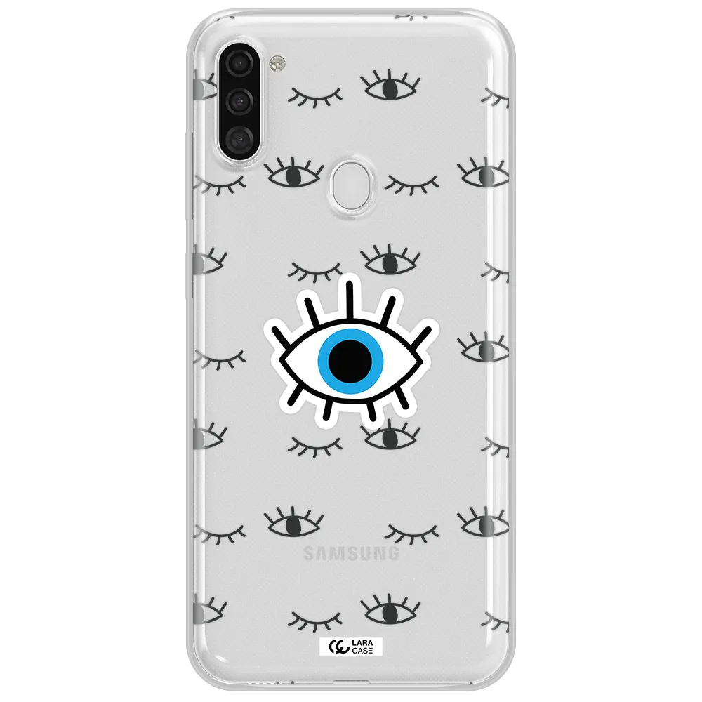 A Blue Eye With Black Eyeballs And Eyelashes Samsung A11 Clear Tpu Case