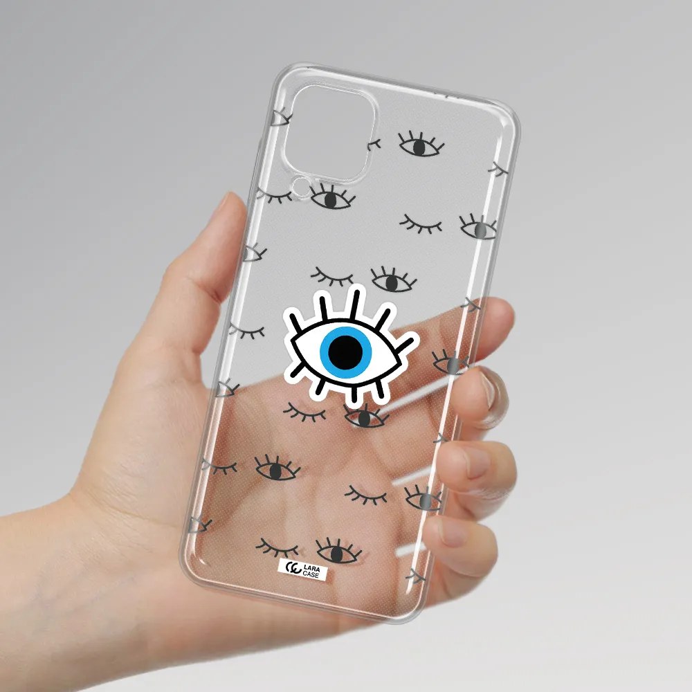 A Blue Eye With Black Eyeballs And Eyelashes Samsung A12 4G Clear Tpu Case