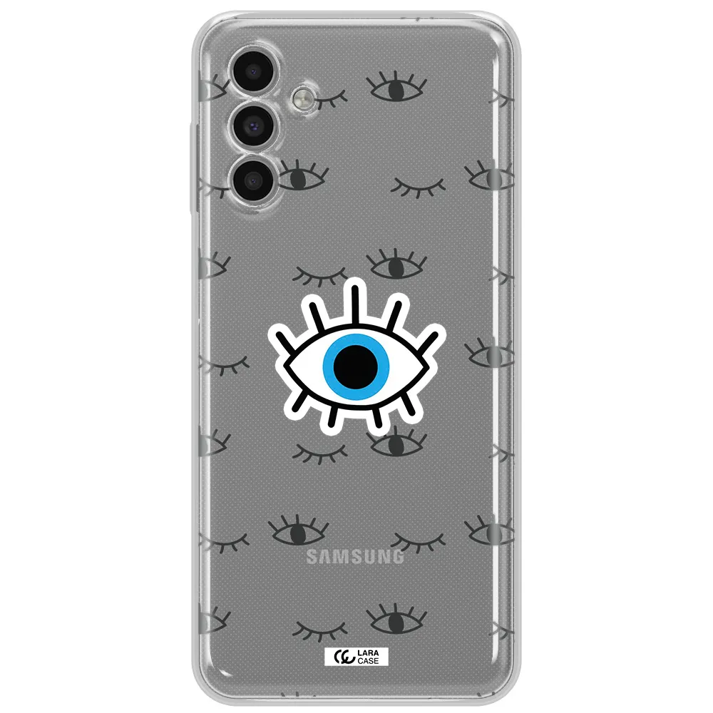 A Blue Eye With Black Eyeballs And Eyelashes Samsung A13 5G Clear Tpu Case