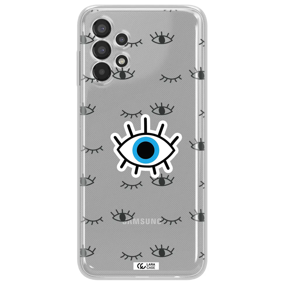A Blue Eye With Black Eyeballs And Eyelashes Samsung A13 Clear Tpu Case