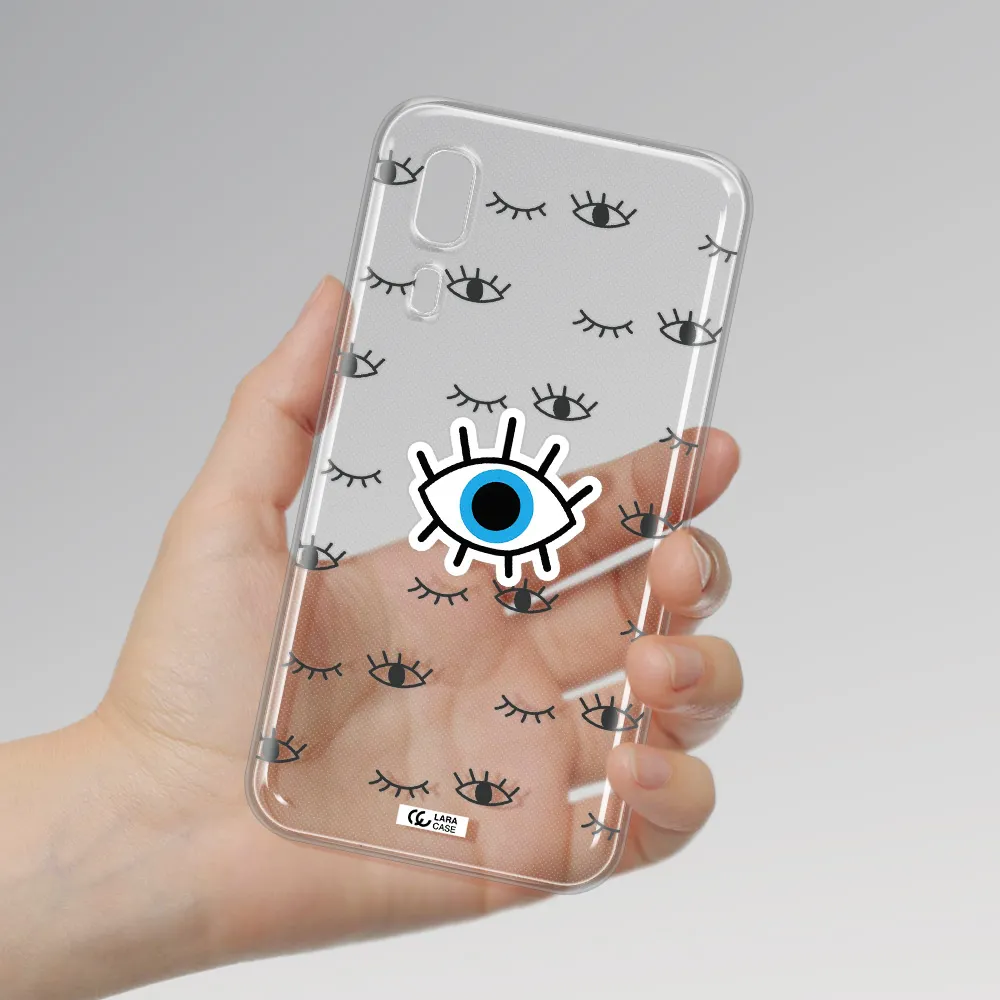A Blue Eye With Black Eyeballs And Eyelashes Samsung A2 Core Clear Tpu Case