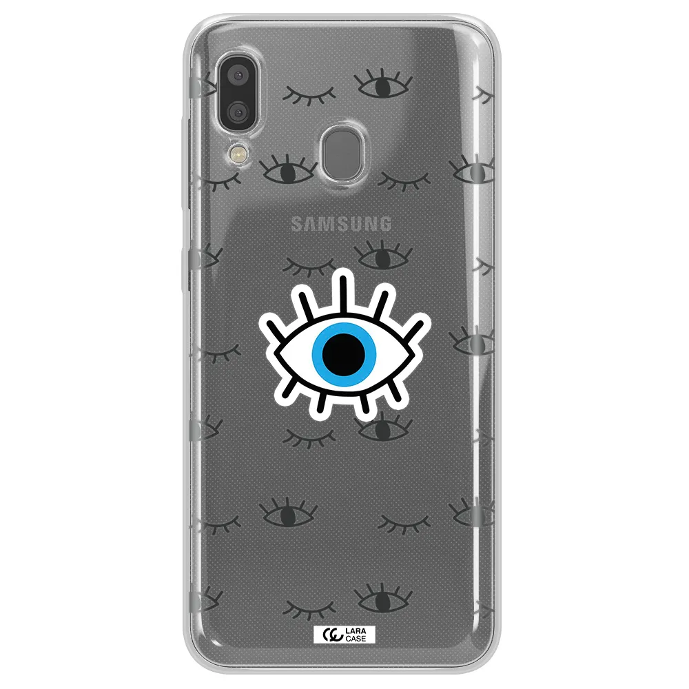 A Blue Eye With Black Eyeballs And Eyelashes Samsung A20 Clear Tpu Case