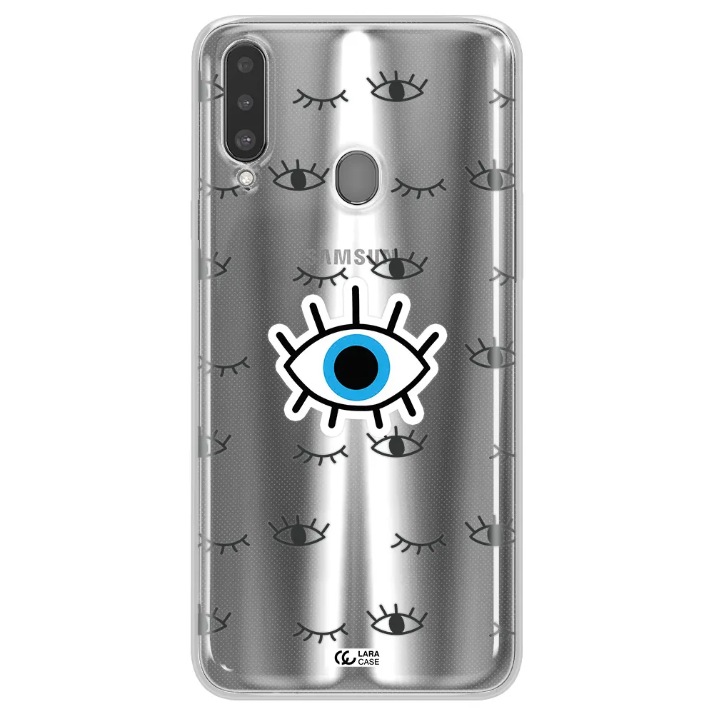 A Blue Eye With Black Eyeballs And Eyelashes Samsung A20S Clear Tpu Case
