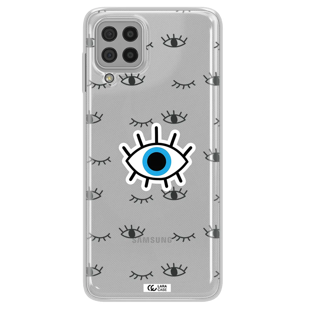 A Blue Eye With Black Eyeballs And Eyelashes Samsung A22 4G Clear Tpu Case