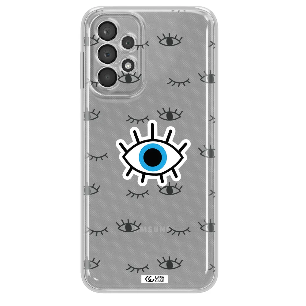 A Blue Eye With Black Eyeballs And Eyelashes Samsung A23 5G Clear Tpu Case