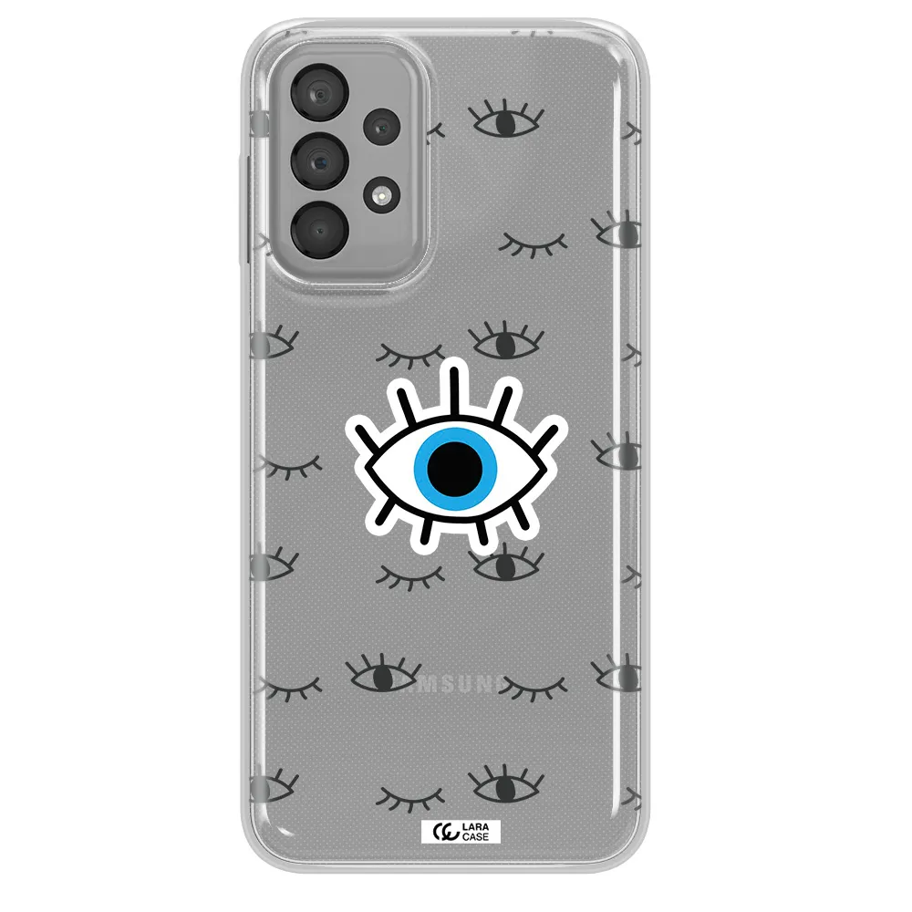 A Blue Eye With Black Eyeballs And Eyelashes Samsung A23 Clear Tpu Case