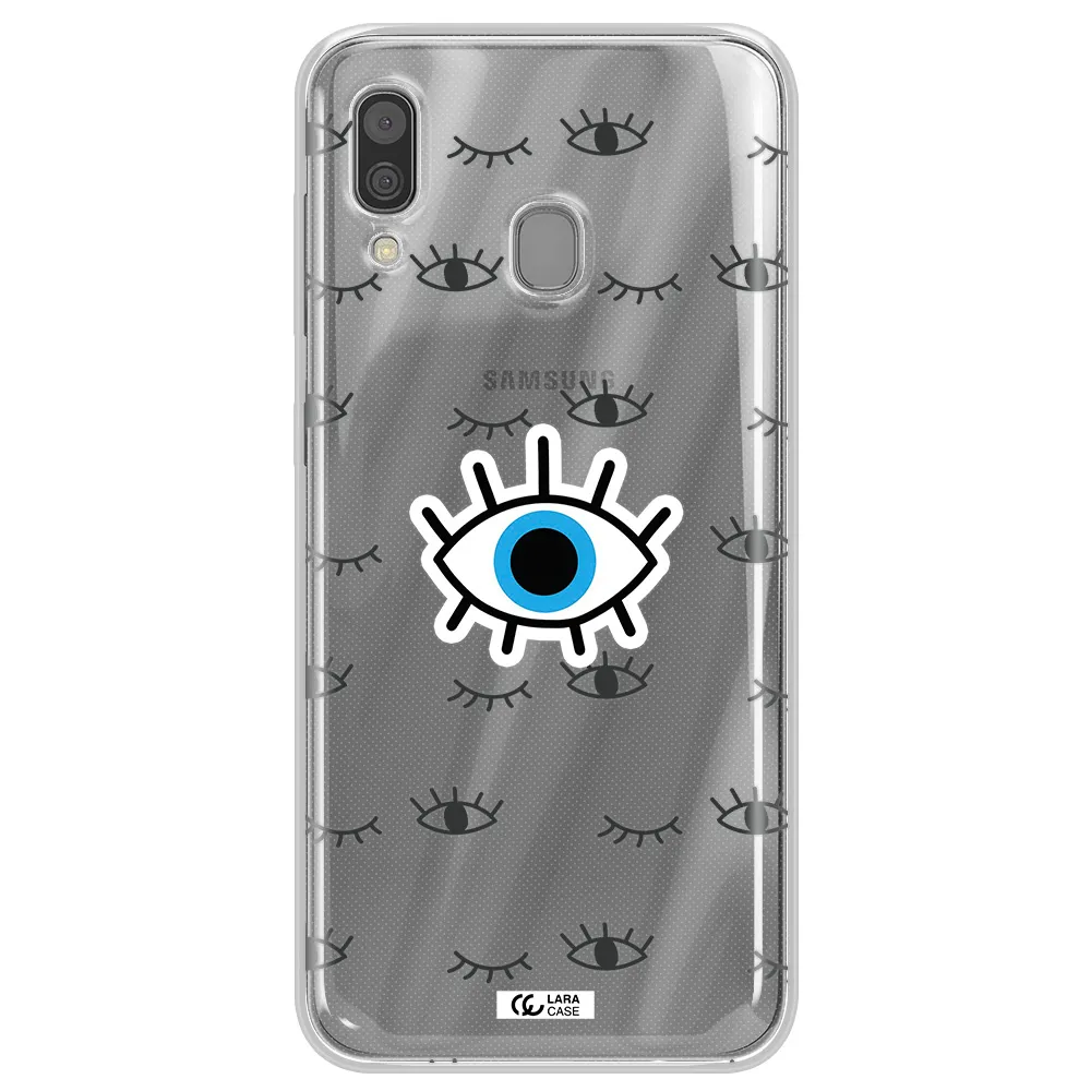 A Blue Eye With Black Eyeballs And Eyelashes Samsung A30 Clear Tpu Case