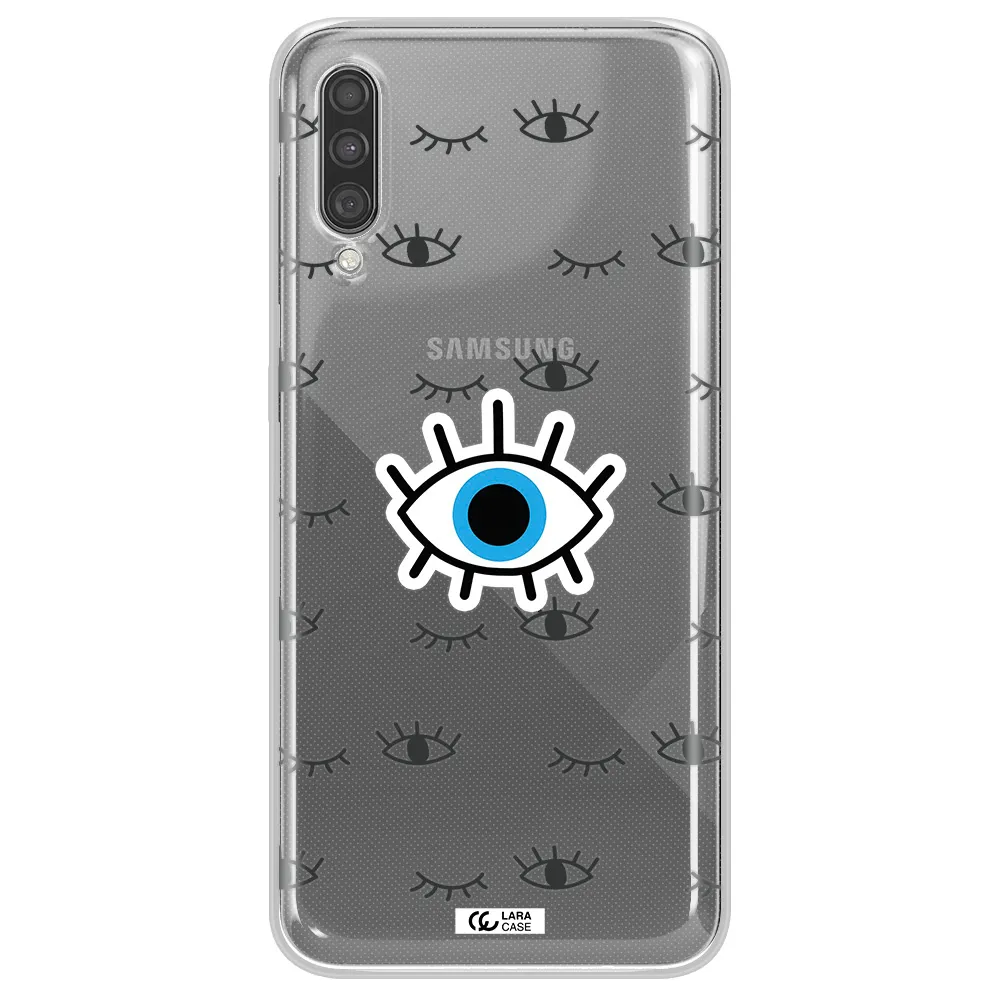 A Blue Eye With Black Eyeballs And Eyelashes Samsung A30S Clear Tpu Case