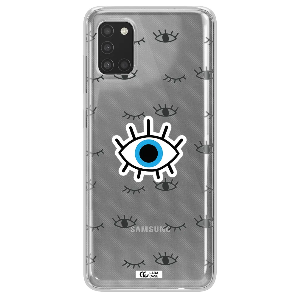 A Blue Eye With Black Eyeballs And Eyelashes Samsung A31 Clear Tpu Case