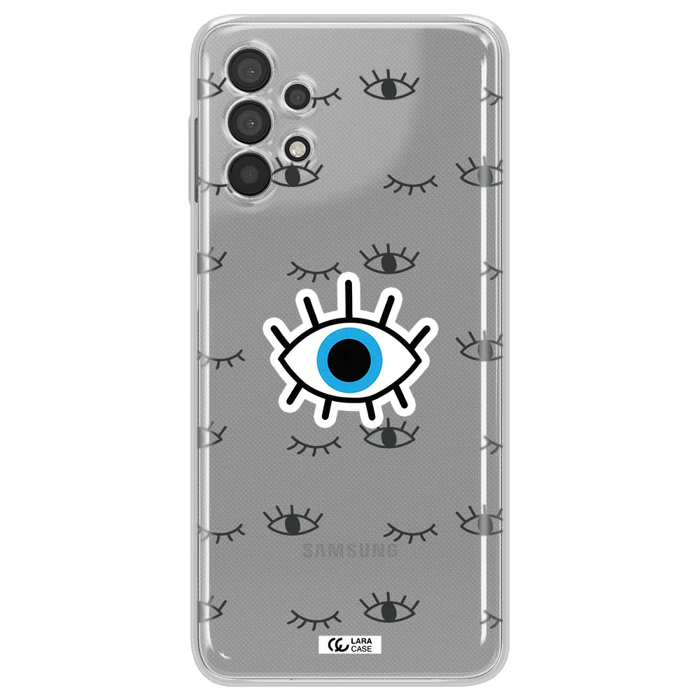 A Blue Eye With Black Eyeballs And Eyelashes Samsung A32 Clear Tpu Case