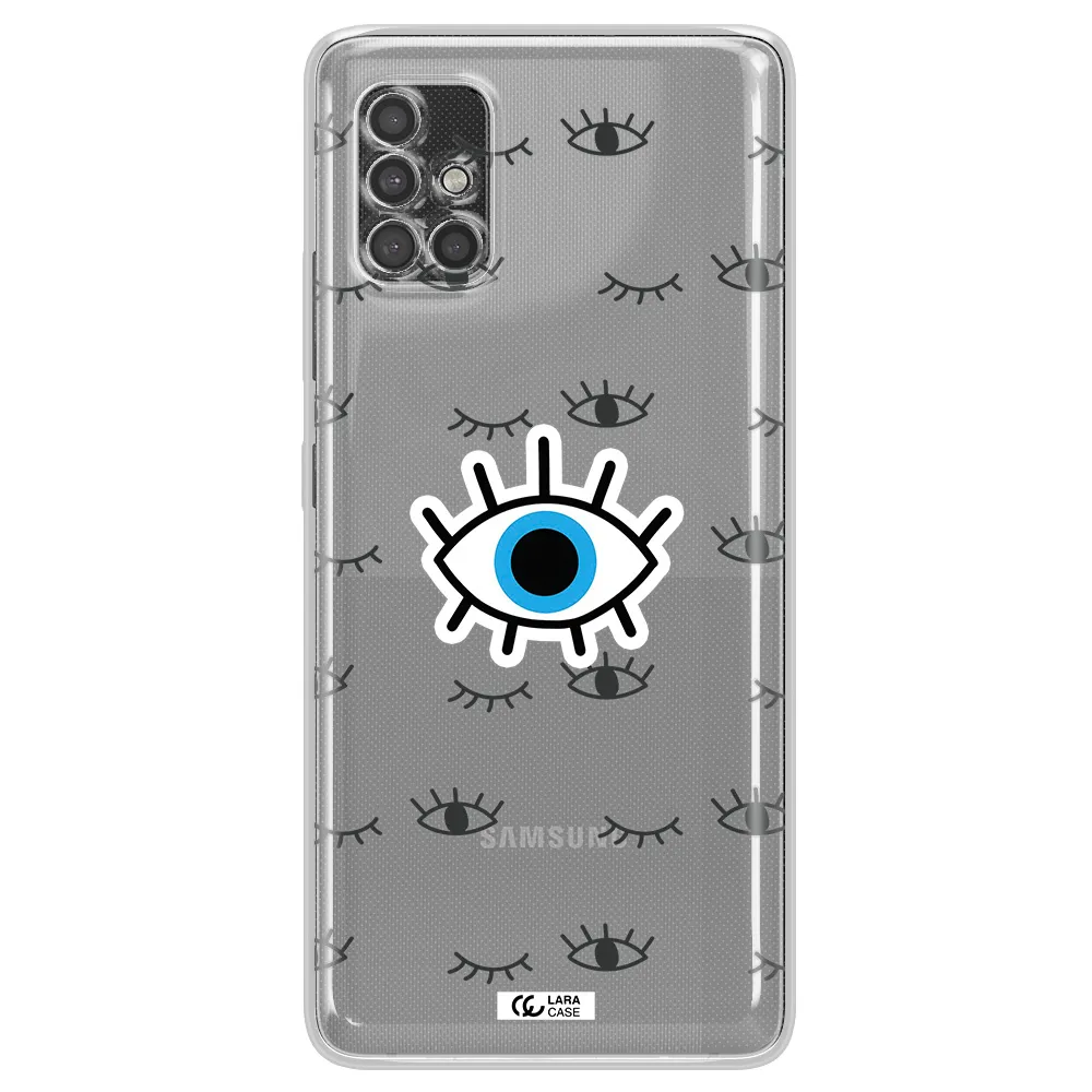 A Blue Eye With Black Eyeballs And Eyelashes Samsung A40S Clear Tpu Case
