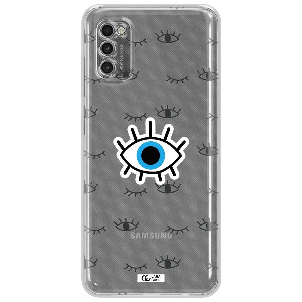 A Blue Eye With Black Eyeballs And Eyelashes Samsung A41 Clear Tpu Case