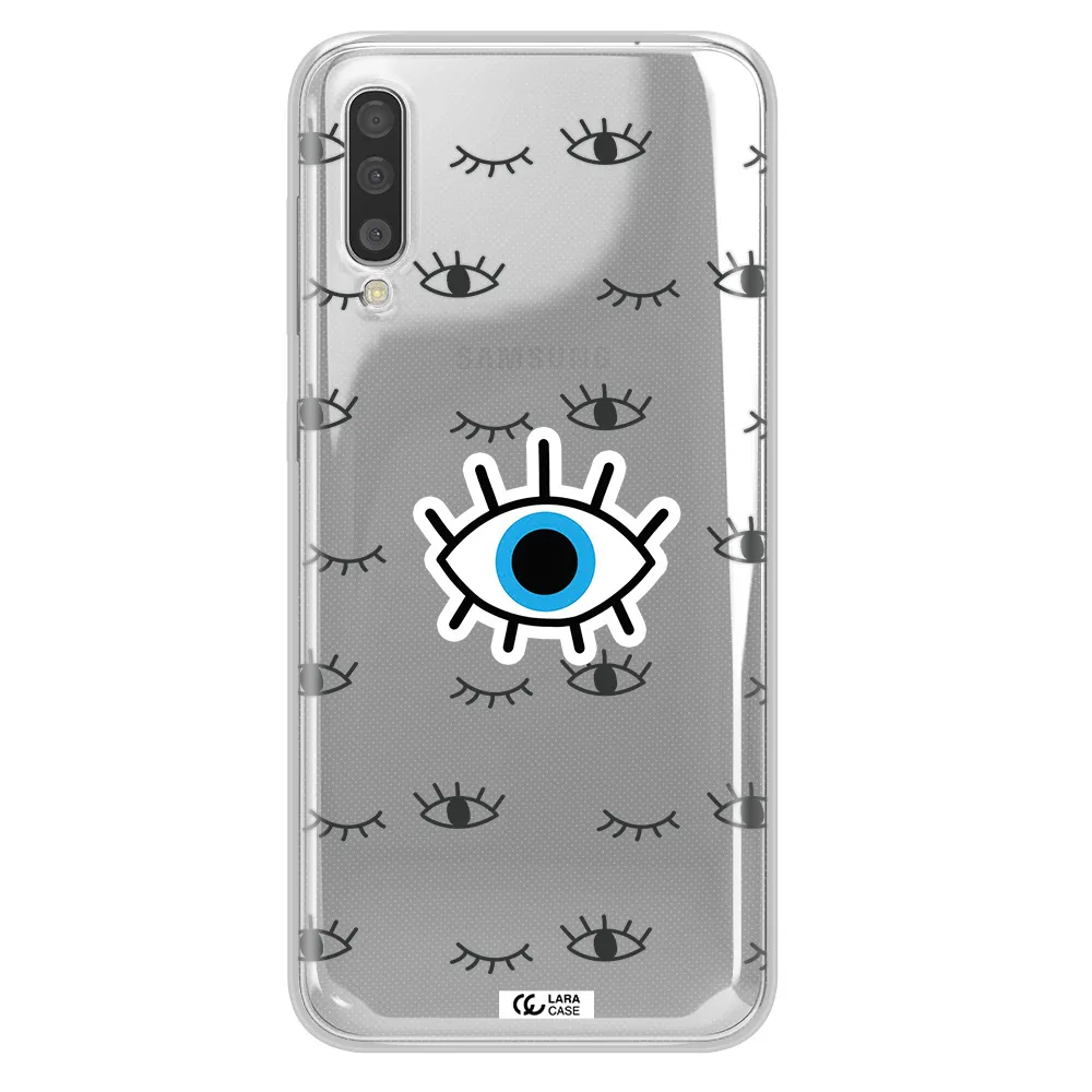 A Blue Eye With Black Eyeballs And Eyelashes Samsung A50 Clear Tpu Case