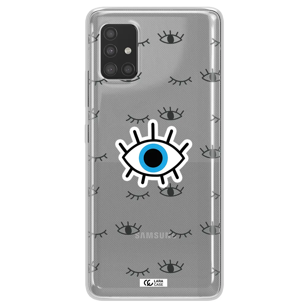 A Blue Eye With Black Eyeballs And Eyelashes Samsung A51 Clear Tpu Case