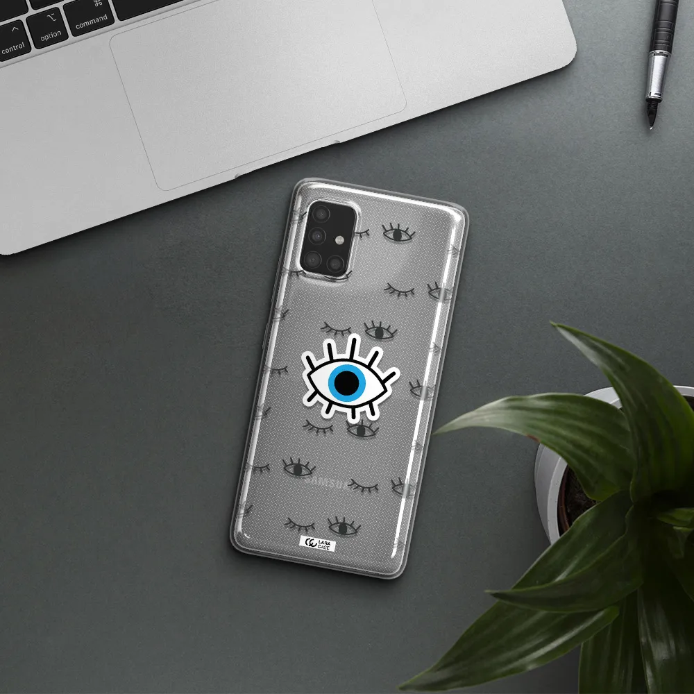 A Blue Eye With Black Eyeballs And Eyelashes Samsung A51 Clear Tpu Case