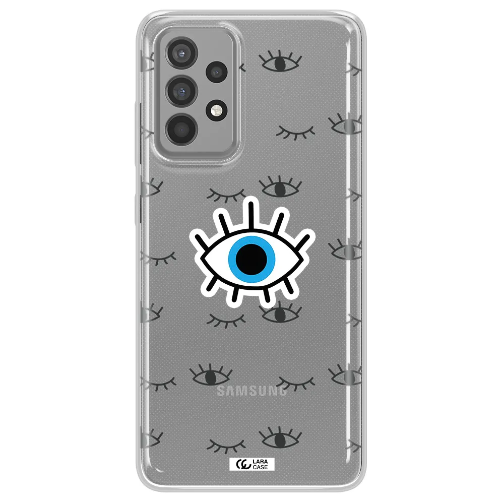 A Blue Eye With Black Eyeballs And Eyelashes Samsung A52 Clear Tpu Case