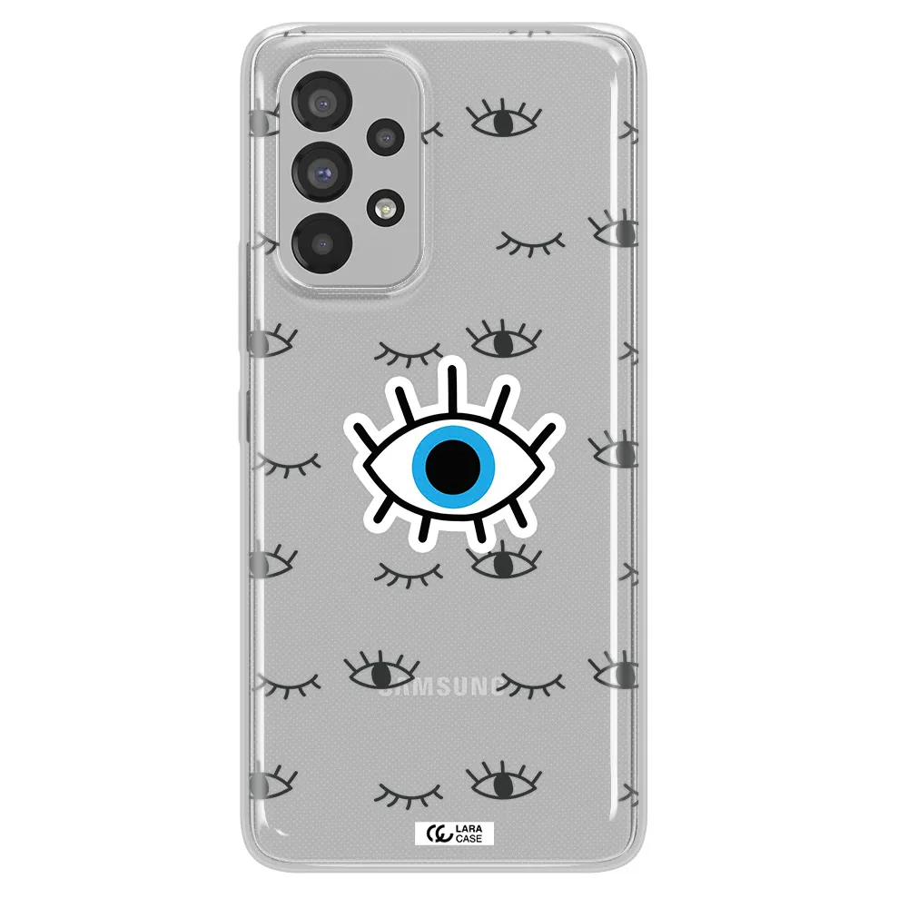 A Blue Eye With Black Eyeballs And Eyelashes Samsung A53 Clear Tpu Case