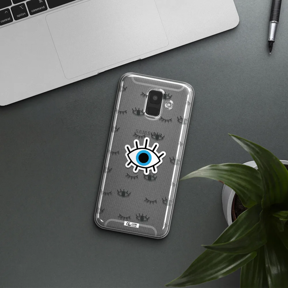 A Blue Eye With Black Eyeballs And Eyelashes Samsung A6 Clear Tpu Case