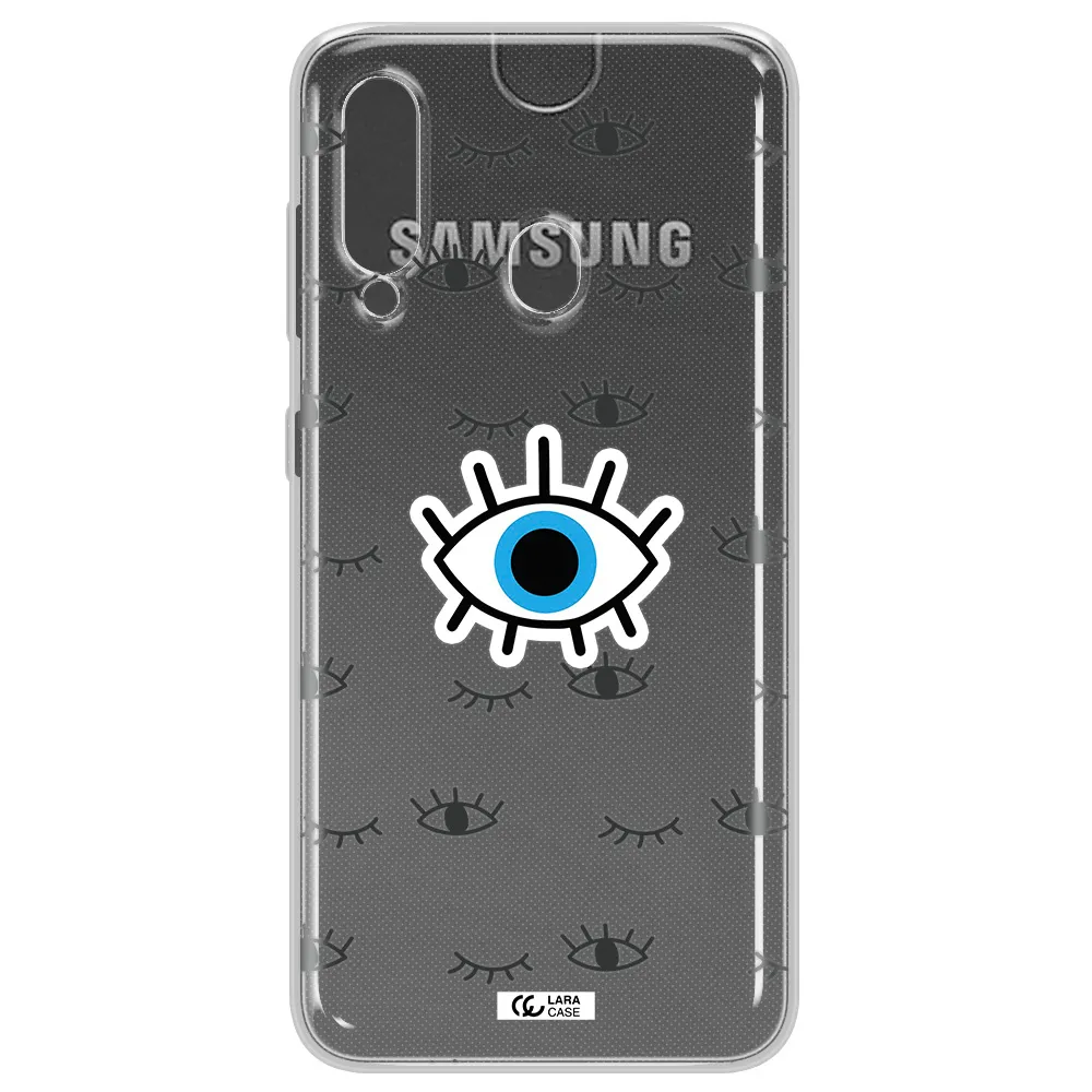 A Blue Eye With Black Eyeballs And Eyelashes Samsung A60 Clear Tpu Case
