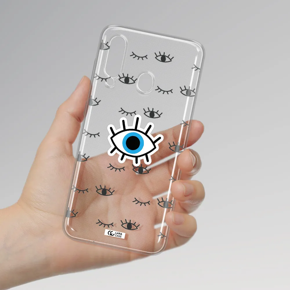 A Blue Eye With Black Eyeballs And Eyelashes Samsung A60 Clear Tpu Case