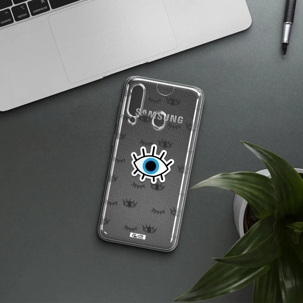 A Blue Eye With Black Eyeballs And Eyelashes Samsung A60 Clear Tpu Case