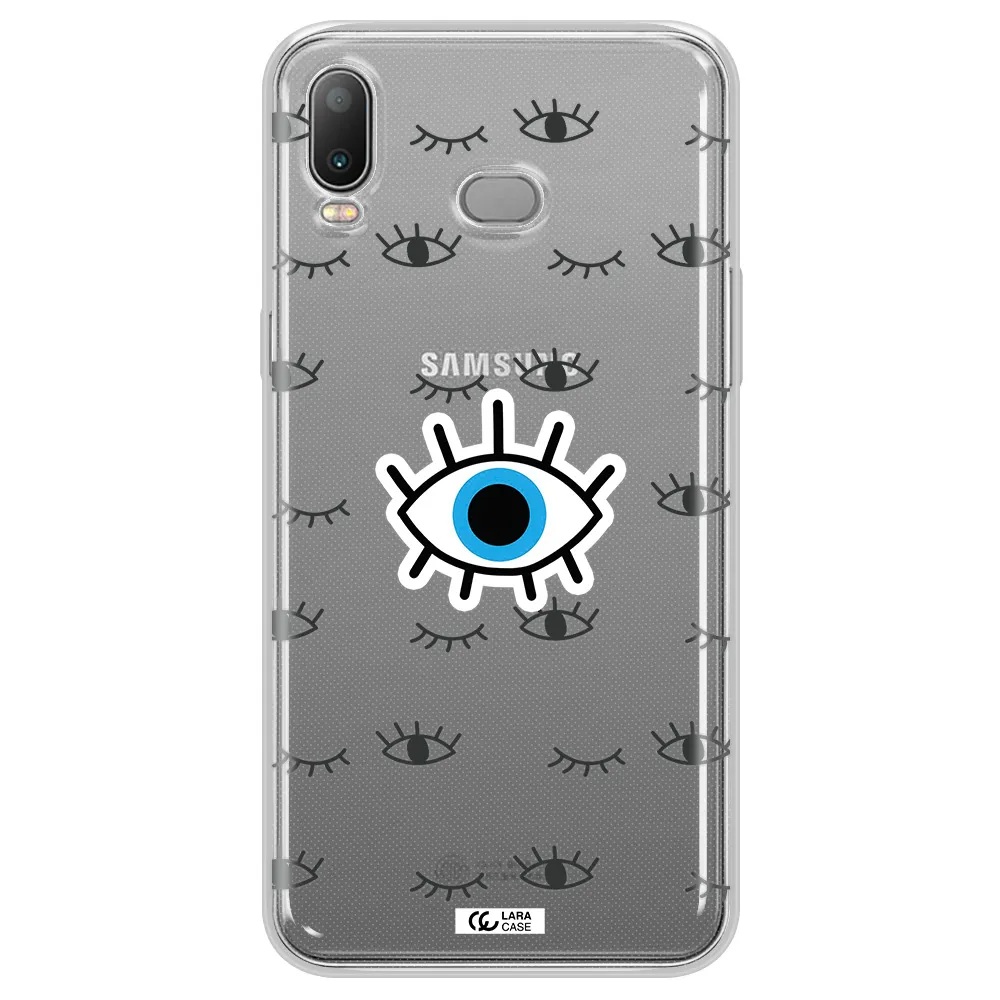 A Blue Eye With Black Eyeballs And Eyelashes Samsung A6S Clear Tpu Case