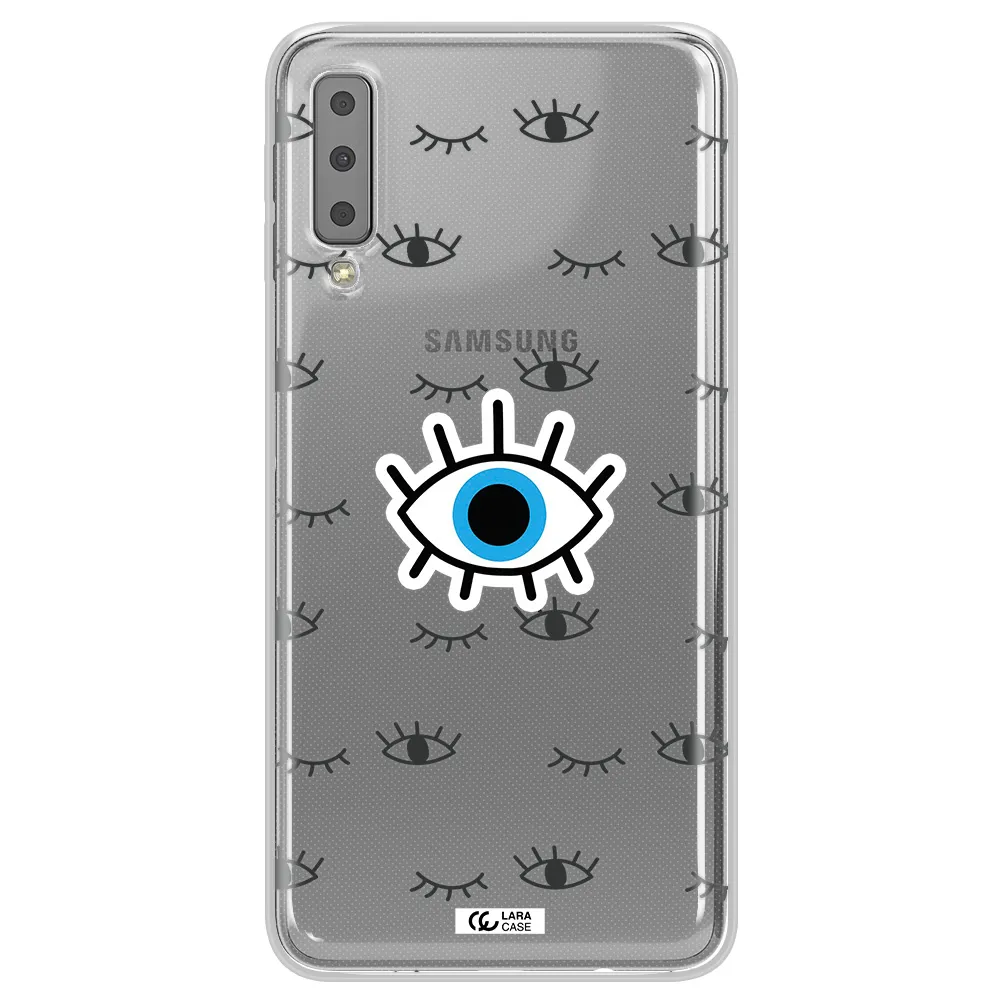 A Blue Eye With Black Eyeballs And Eyelashes Samsung A7 2018 Clear Tpu Case
