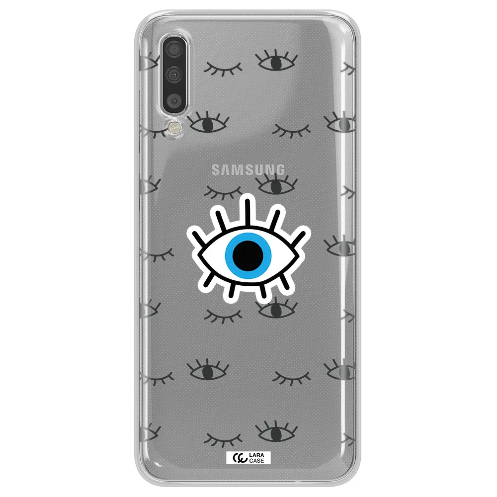 A Blue Eye With Black Eyeballs And Eyelashes Samsung A70 Clear Tpu Case