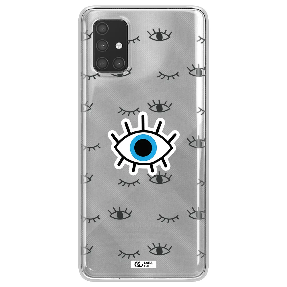 A Blue Eye With Black Eyeballs And Eyelashes Samsung A71 Clear Tpu Case