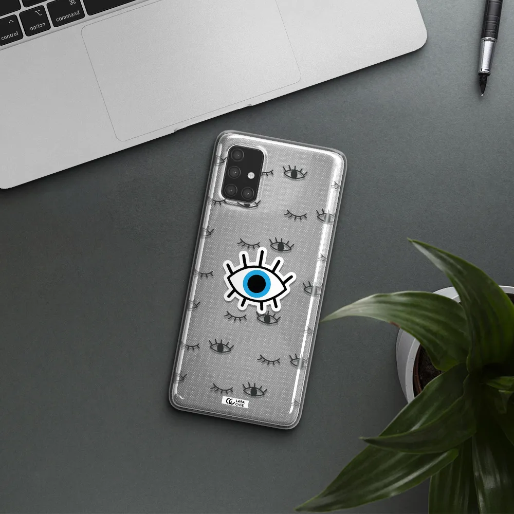 A Blue Eye With Black Eyeballs And Eyelashes Samsung A71 Clear Tpu Case