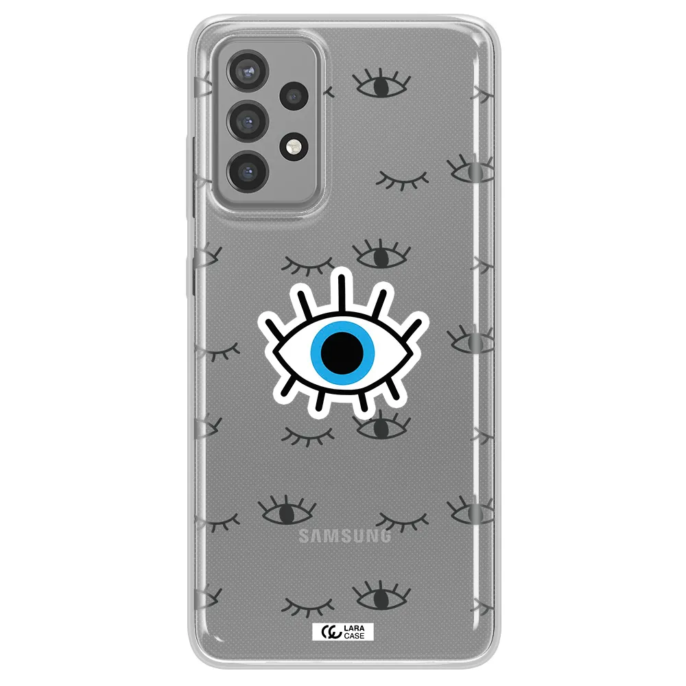 A Blue Eye With Black Eyeballs And Eyelashes Samsung A72 Clear Tpu Case
