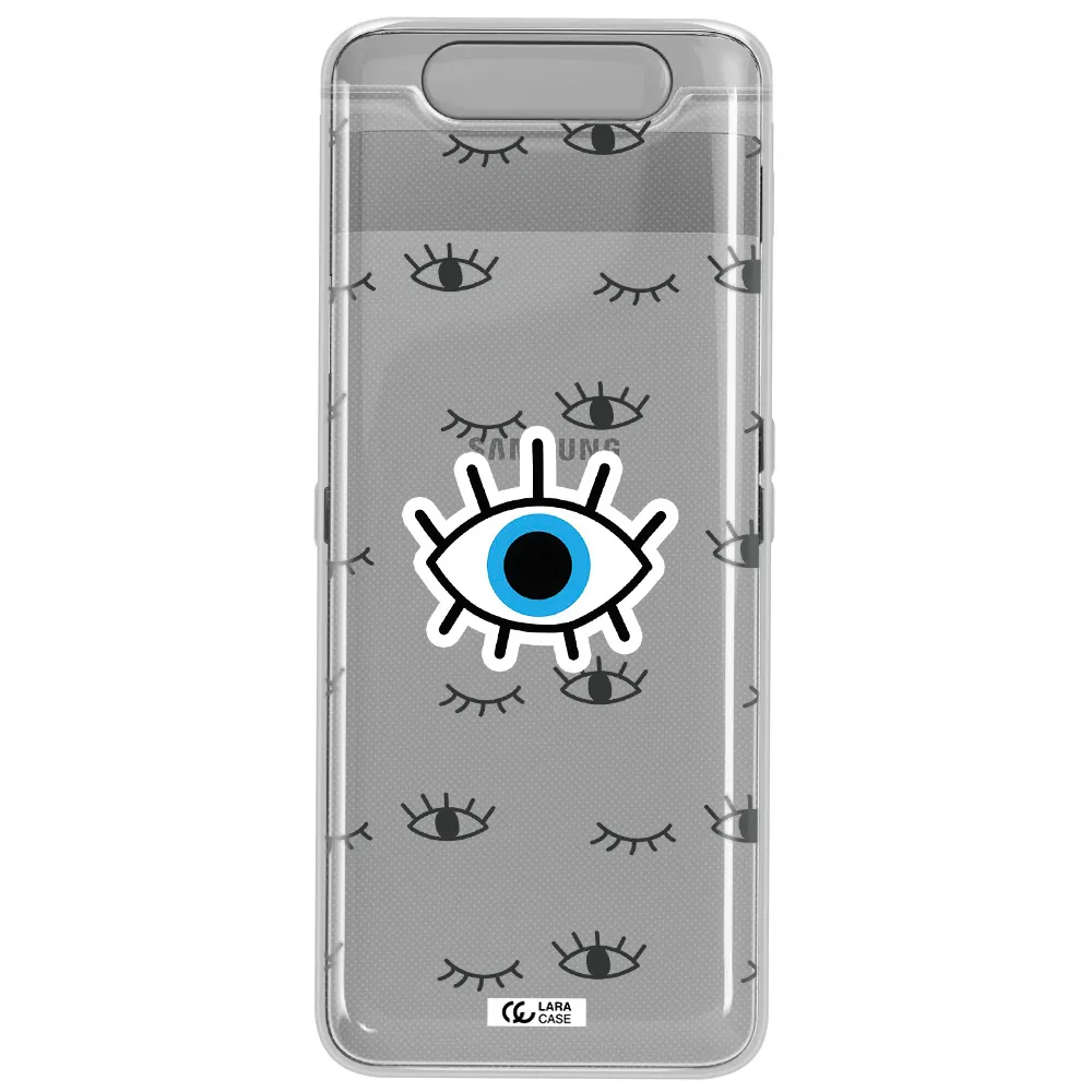 A Blue Eye With Black Eyeballs And Eyelashes Samsung A80 Clear Tpu Case