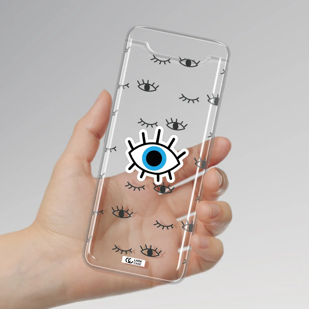 A Blue Eye With Black Eyeballs And Eyelashes Samsung A80 Clear Tpu Case