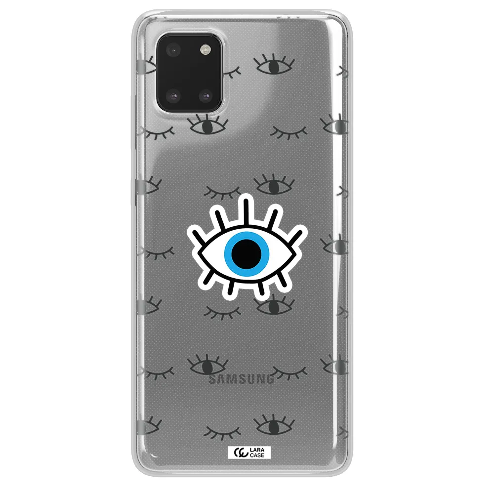 A Blue Eye With Black Eyeballs And Eyelashes Samsung A81 Clear Tpu Case