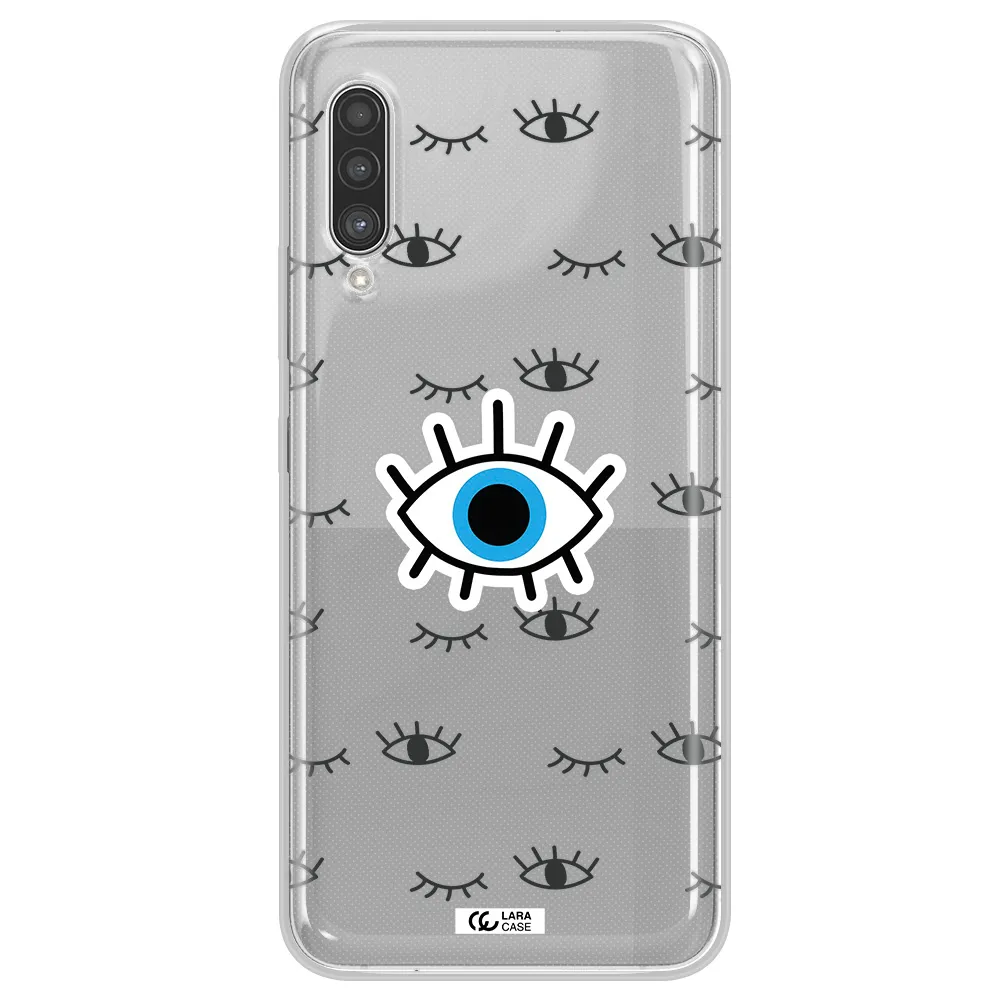 A Blue Eye With Black Eyeballs And Eyelashes Samsung A90 Clear Tpu Case