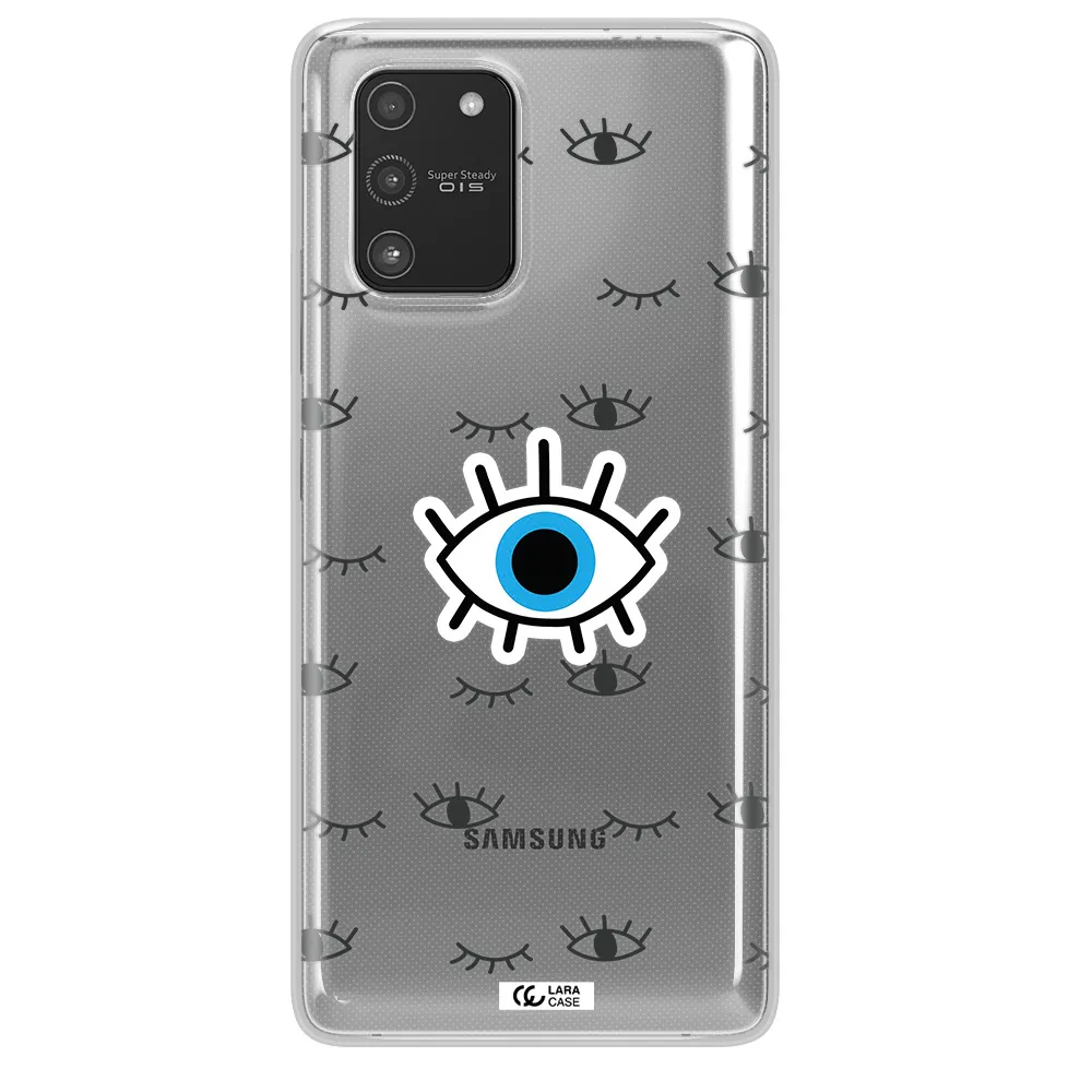 A Blue Eye With Black Eyeballs And Eyelashes Samsung A91 Clear Tpu Case