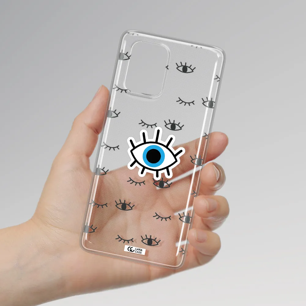 A Blue Eye With Black Eyeballs And Eyelashes Samsung A91 Clear Tpu Case
