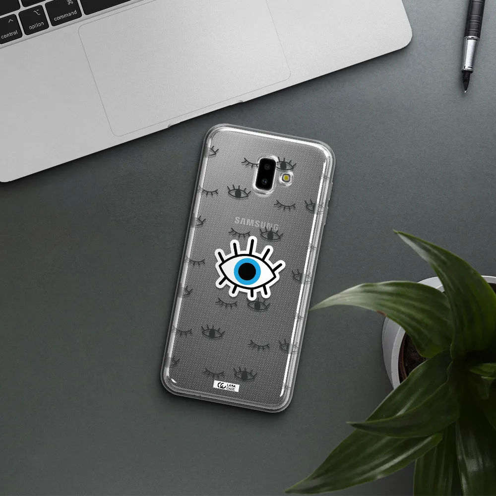 A Blue Eye With Black Eyeballs And Eyelashes Samsung J6 Plus Clear Tpu Case