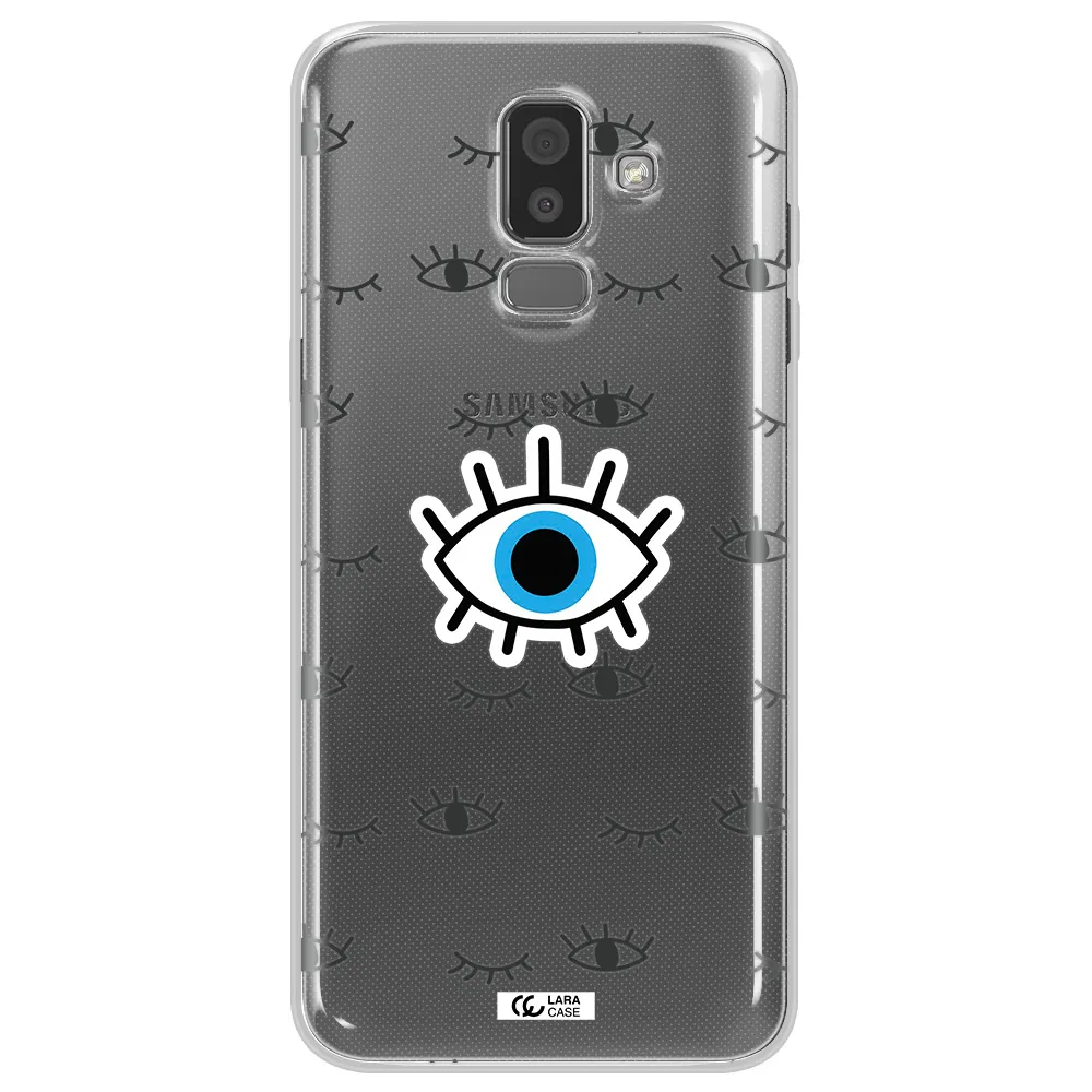 A Blue Eye With Black Eyeballs And Eyelashes Samsung J8 Clear Tpu Case