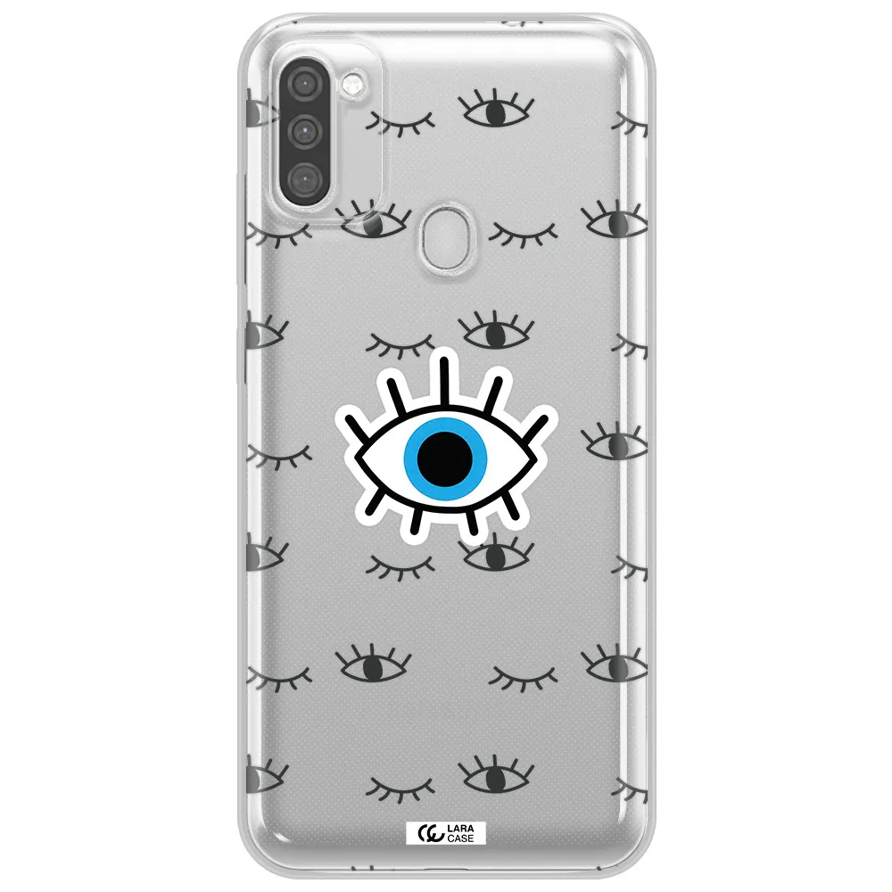 A Blue Eye With Black Eyeballs And Eyelashes Samsung M11 Clear Tpu Case