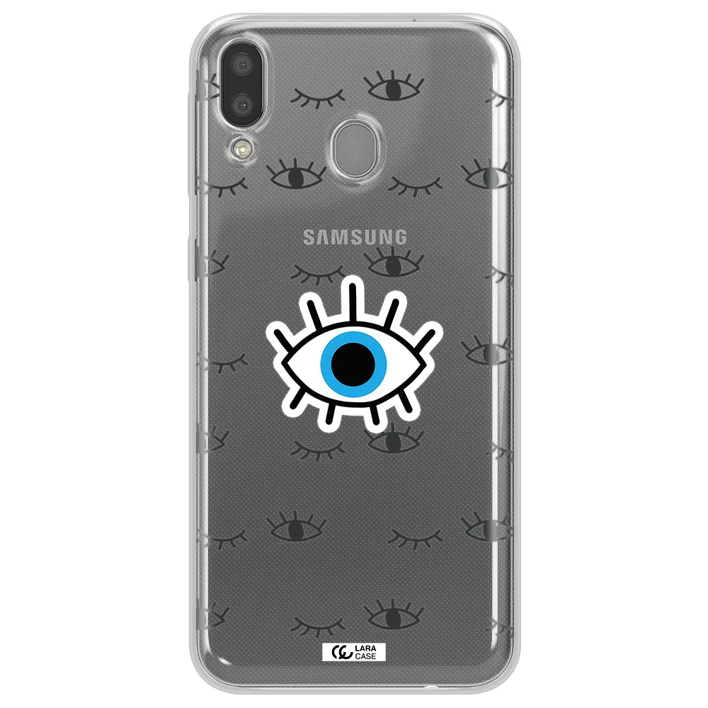 A Blue Eye With Black Eyeballs And Eyelashes Samsung M20 Clear Tpu Case